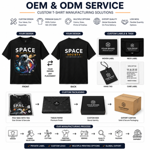 Camiseta Negra para Hombre con Estampado de Astronauta de Space Society, Logotipo Frontal, Manga Larga, Cuello Redondo, Corte Holgado, Informal, 100% Algodón Jersey Transpirable - Product Image 3
