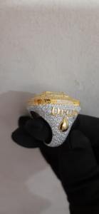แหวนผู้ชายแบบ Drip Ring ชุบทอง 18K ประดับคริสตัล ดีไซน์ Pave Setting สไตล์ฮิปฮอป เหมาะสำหรับใส่ทุกวัน - Product Image 3