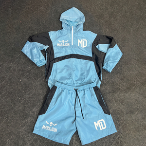 <b>Men's</b> Winter Casual Windbreaker Shorts <b>Jacket</b> Tracksuit Reflective Zip Quick Dry Polyester/Cotton Two Piece Short Set Customized - Product Image 1