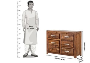 Commode à 5 tiroirs en bois massif |   Armoire de rangement rustique pour chambre à coucher |   Meubles en bois et autres articles de décoration intérieure en gros - Product Image 4