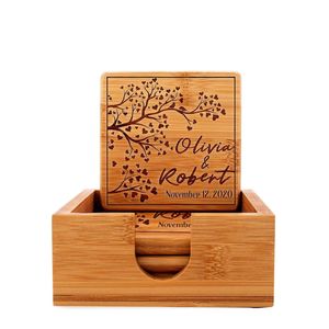 Ensemble de 6 sous-verres en bois d'acacia faits à la main avec support en métal doré, sous-verres ronds en bois pour table basse, décoration de la maison, article cadeau - Product Image 5