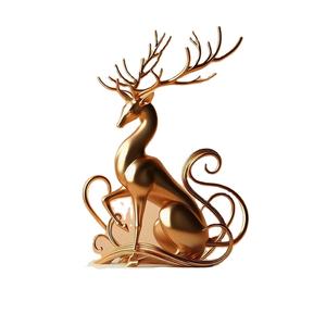 Sculpture de cerf dorée vintage avec accent en pierre naturelle, élégante pièce décorative moderne pour la maison, le bureau, l'hôtel, décoration de table - Product Image 2