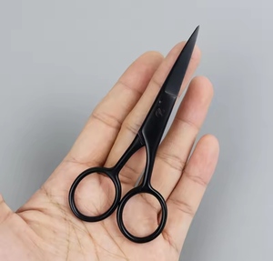 Tijeras de Manicura de Acero Inoxidable Negro con Punta Curva Redonda, Cuchilla Recta, Tijeras de Belleza para Cejas y Pestañas - Product Image 3