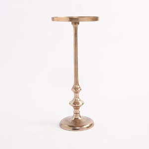 Mesa Auxiliar Delgada con Pedestal, Tapa Redonda, Columna Elegante Tallada, Base Estable, Diseño que Ahorra Espacio, Perfecta para Interiores Refinados - Product Image 1