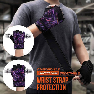 Gants de fitness pour hommes avec protection du poignet, rembourrés, demi-doigts, conception respirante, renforcés, personnalisables avec logo - Product Image 6
