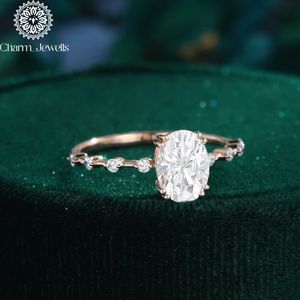Charm Jewells Cushion Cut Moissanite Engagement <b>Ring</b> Rose Gold Plated Prong Setting Romantic Flower Design Silver Women's - Product Image 4
