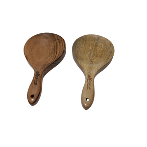 Grande cuillère ronde en bois polie à la main Blossom Craft, design nordique écologique, manche court - Product Image 1