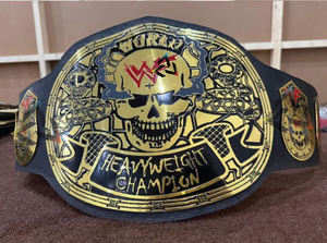 Ceinture de champion du monde poids lourd W-W-F Smoking Skull S-t-o-n-e C-o-l-d personnalisée 4 mm – Plaques métalliques plaquées or, sangle en cuir - Product Image 6
