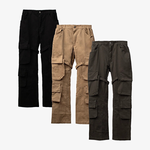 Pantalones Cargo de Lona para Hombre DAIZEN STAR INTERNATIONAL, Cierre con Cordón, Múltiples Bolsillos, Diseño Sólido, Cintura Elástica, Ropa de Trabajo - Product Image 1