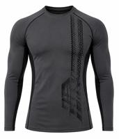 Rashguard Sport Homme Manches Longues Col Rond Coupe Slim Écologique Anti-UV Séchage Rapide Imprimé Numérique Noir Rouge Gris Polyester Spandex