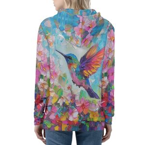 Sweat à capuche zippé pour femme, motif oiseaux adorables, hiver, imprimé en relief, épais, tendance, haute qualité, vente chaude - Product Image 4