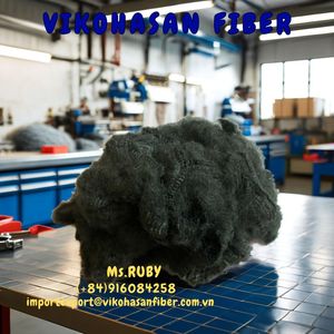 Fibre de polyester recyclé à 100 %, noire unie, de qualité A, fabriquée par Vikohasan, certifiée GRS, à bon prix, pour le rembourrage et le filage. - Product Image 3