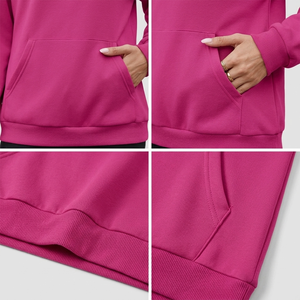 Sudadera con cremallera de un cuarto para mujer, estilo casual urbano, hombros caídos, transpirable, ecológica, con capucha - Product Image 6
