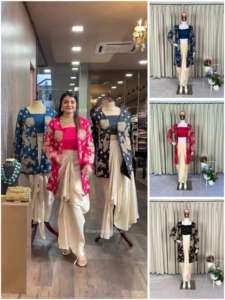 เหมาะสำหรับงานปาร์ตี้และงานแต่งงาน เสื้อโคติ 3 ชิ้น พร้อมกระโปรง ตกแต่งด้วยงานปักเลื่อมแบบคอร์ดิง ราคาขายส่งจากอินเดีย - Product Image 6