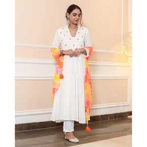 Ensemble de costume en mousseline de soie blanche taille XS Gauri - Product Image 6