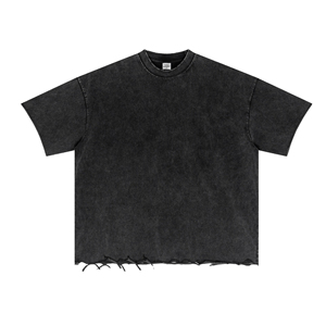 Oversized 100% Cotton <b>Knitted</b> Men's T-Shirts Custom Acid Washed T-Shirts Short Sleeves - Product Image 6