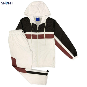 Conjunto de Chaqueta y Pantalones Cortavientos de 2 Piezas para Hombre, Talla Grande, Estilo Vintage, Color Sólido, Invierno, Ecológico, Ligero, Impermeable, con Capucha, para Gimnasio - Product Image 1