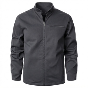 Chaqueta de Hombre Verde Oliva con Cuello Alto y Cierre, Informal, Transpirable, de Poliéster, Corte Regular, Color Sólido, Tejido Liso - Product Image 6