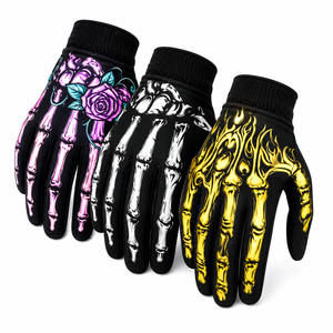 Guantes de Carreras con Dedos Completos, Diseño de Calavera, Revestimiento de PU Antideslizante, para Ciclismo al Aire Libre, Unisex, Impresión por Sublimación - Product Image 1