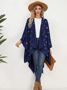 Womens Rhinestones Open Front Poncho Shawl <b>Wrap</b> Cape Ruana Travel <b>Blanket</b> Cardigan - Product Image 2