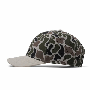 Custom 6 Panel Two Tone Baseball <b>Cap</b> Curved Brim Waterproof <b>Camo</b> PVC Rubber Patch Logo Outdoor Hat Manufacturer - Product Image 3