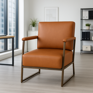 Chaise longue américaine de haute qualité pour le salon Forme carrée Extra-Thick Padded PU Leather Metal Frame Backrest Seat Cushion - Product Image 1