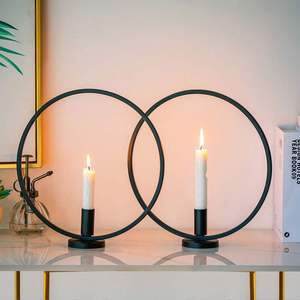 Metal Candle Holder Minimalist Dining Table Decoration Modern Living Room Interior Accent Decorative <b>Ornament</b> - Product Image 3