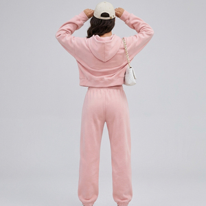 Ensemble de survêtement en polaire : sweat à capuche court et pantalon de jogging, deux pièces - Product Image 2