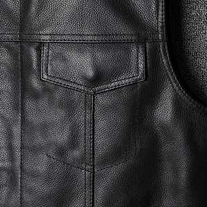 Gilet de motard en cuir véritable noir pour homme, col montant, fermeture éclair, longueur standard, vêtement d'extérieur fabriqué au Pakistan - Product Image 6