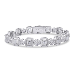 Bracelet de luxe en maillons avec moissanite et pierres colorées pour femme, design élégant et serti de pierres. - Product Image 1