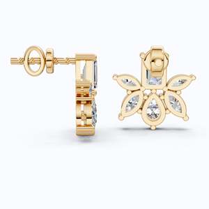 <b>Emerald</b> Cut Lab Grown Diamond Butterfly <b>Earrings</b> IGI Certified Rhodium Plated 14K Yellow <b>Gold</b> Statement Bridal Jewelry Gift - Product Image 5