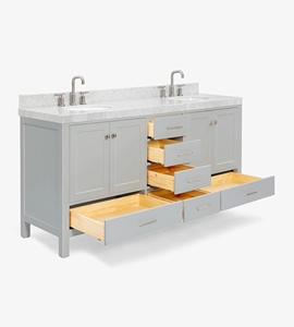 Gabinete de Baño Abigail de 72 Pulgadas con Doble Lavabo, Marca Privada, Solo Gabinete, 7 Opciones de Acabado, Venta al Por Mayor, Fábrica en Vietnam - Product Image 4
