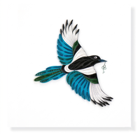 Carte de vœux faite à la main en quilling, thème Pie-mouchette à bec noir, avec enveloppe, thème animal, cadeaux spéciaux, décoration en papier