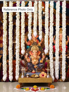 Guirlande de jasmin en tissu avec bourgeons de lotus en bois de Sola, guirlande de fleurs écologique pour la décoration de mariage indien et la décoration de temple - Product Image 2
