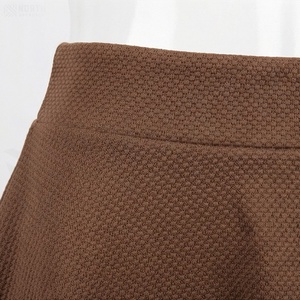 Women A-Line Mini <b>Skirt</b> Solid Color <b>Elastic</b> Waist Comfortable Casual Woven Polyester Brown - Product Image 4