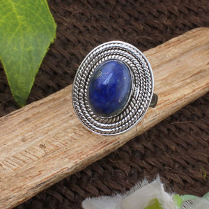 Bague en lapis-lazuli naturel, argent sterling 925, pierre précieuse bleu profond authentique, bijou fait main pour homme et femme - Product Image 3