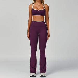 Nuevo Diseño 2026: Conjunto Deportivo de 4 Piezas para Mujer, Tejido Suave, Transpirable, de Secado Rápido, Tops con Espalda Cruzada, Ropa Deportiva Moderna para Gimnasio y Actividades al Aire Libre, Color Sólido - Product Image 2