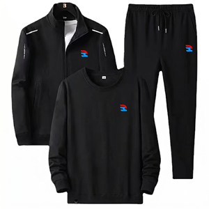 Ensemble de survêtement sportif unisexe respirant 3 pièces pour homme avec taille élastique, sweat à capuche et pantalon de jogging tendance automne - Product Image 5