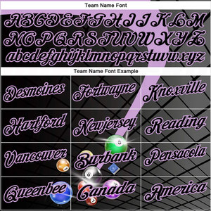 Bolas de Billar Personalizadas en Negro y Morado Claro, con Logotipo del Equipo y Nombre Bordado, Impresión Digital por Sublimación, Transpirables y Resistentes a la Humedad - Product Image 5
