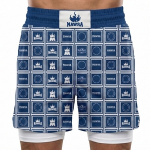 Men’s Training Shorts 2-in-1 MMA Fight Shorts with Compression Layer Lightweight Breathable Fitness Running Shorts <b>For</b> Unisex - Product Image 1