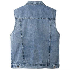 Chaleco vaquero de color sólido, informal, de alta calidad, de secado rápido, sin mangas, estilo casual, para hombre. - Product Image 3