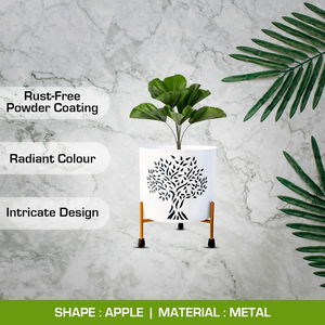 Elegante Maceta de Metal Blanca con Soporte Decorativo de Hierro, Moderna Maceta Elevada para Plantas de Interior, Suculentas y con Estilo - Product Image 4