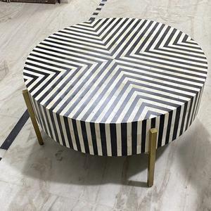 Mesa con Incrustaciones de Hueso de ILAHI, Diseño Moderno con Detalles de Ágata, Almacenamiento Portátil, Muebles para el Hogar - Product Image 1