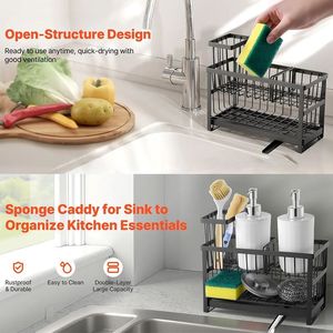 Support d'évier de cuisine pour éponges et gadgets avec égouttoir - Product Image 2