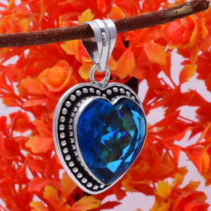 Colgante de Topacio Azul en Forma de Corazón, Plata de Ley 925, Gema de Topacio Azul, Regalo de Joyería para Aniversario, Cumpleaños, Boda, para Ella - Product Image 2