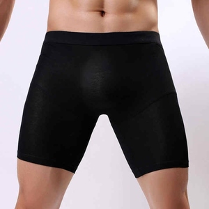 Shorts de compression en coton gris uni pour homme, taille mi-haute, élastiques, respirants, décontractés, tricotés - Product Image 3