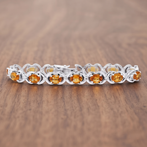 Memoria Jewels Natural Golden Citrine Cubic Zircon Gemstone IGI Certified Trendy Designer <b>Bracelet</b> 925 <b>Solid</b> Sterling <b>Silver</b> - Product Image 5