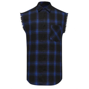 Chemises en flanelle à carreaux boutonnées pour hommes, grandes tailles, respirantes, imprimées, sans manches, pour la saison printanière – Meilleures ventes - Product Image 1