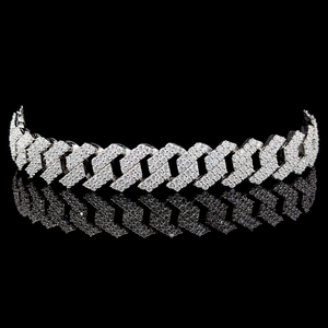 Bracelet de luxe en acier inoxydable couleur argent, style hip-hop, avec micro-pavé de moissanite, maille cubaine et tennis, pour hommes et femmes - Product Image 3