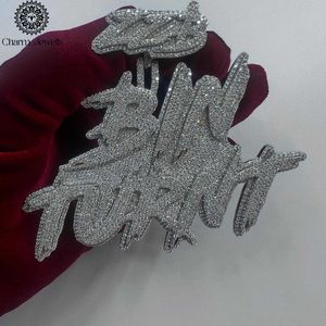 จี้รูปตัวอักษร Charm Jewells Moissanite เงินแท้ 925 ชุบโรเดียม ประดับเพชรแบบไมโครเพฟ สไตล์ฮิปฮอป สำหรับทั้งชายและหญิง - Product Image 4